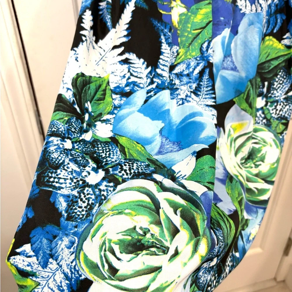 Ellen Tracy Floral A-Line‎ Dress Sleeveless Belted Spring Wedding Guest Sz 10